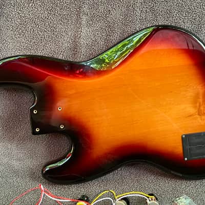 Fender Jazz Bass Body with Noiseless Pickups, Pots, Knobs and Hardware - Sunburst - 2020s image 8