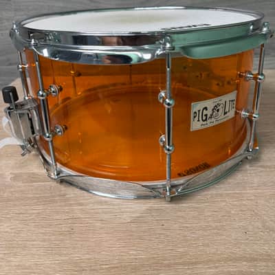 Pork Pie Pig Lite Acrylic Snare Drum Amber Orange 13 x 7 in #3183 image 8