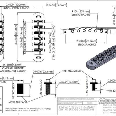 Immagine Genuine Hipshot Tone-A-Matic Bridge and Tailpiece Nickel 4TM060N - 5