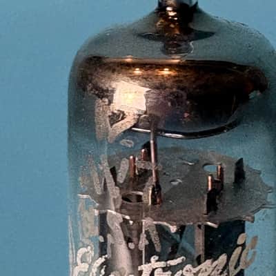 1960s General Electric 12AV7 Vintage GE Black Plate Halo Getter Vacuum Tube! T600 image 6