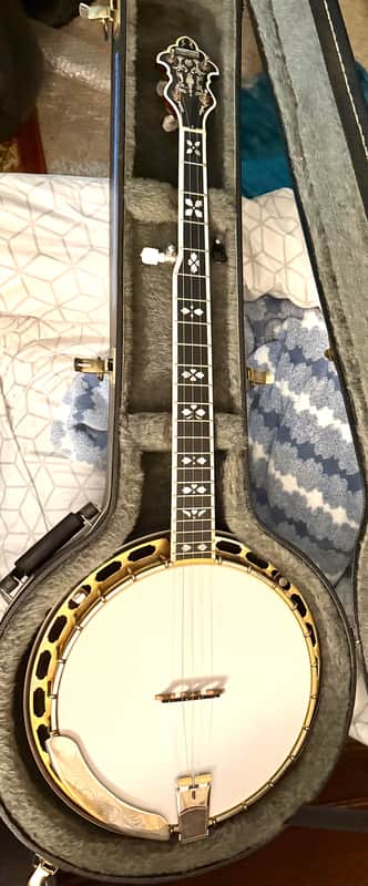 Recording King USA Greg Rich Prototype Five String Banjo Gold Plated Engraved 1997 - Cheery Sunburst Maple image 1