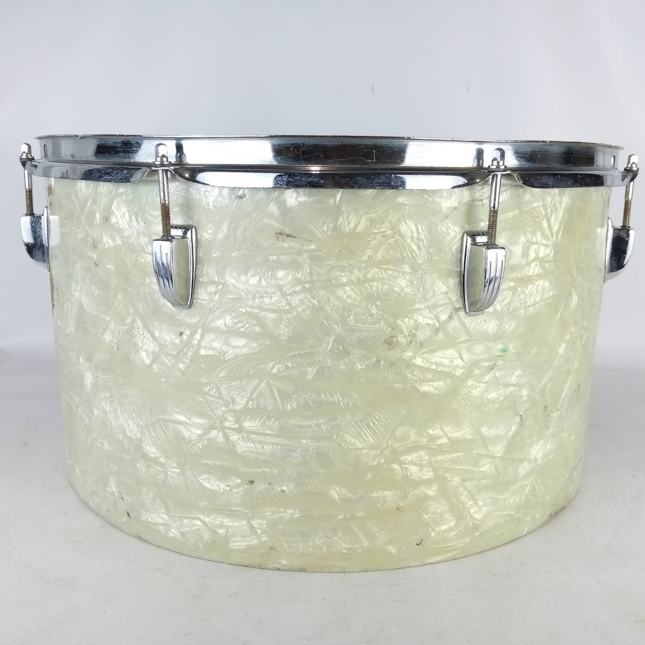 Ludwig 10x18"Timp-Tom Drum#570 Vintage70s WMP 3Ply Maple Bass White Marine Pearl — main photograph