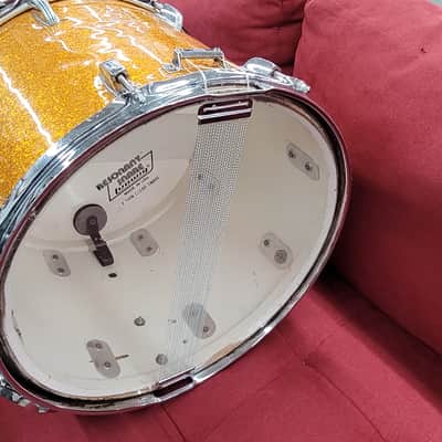 Ludwig Keystone Badge Marching Snare Drum 15x11 1964 - Gold Sparkle image 9