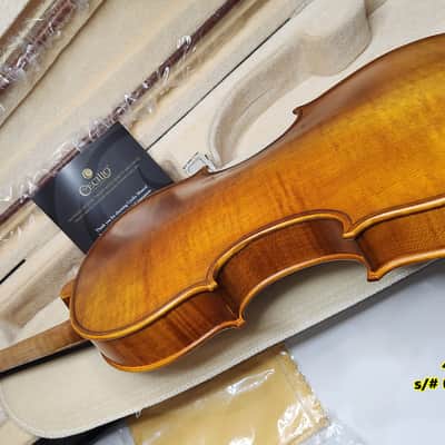 Cecilio 4/4 Deluxe Student+ Violin Aged 2 Years+ Tonewoods Solid Spruce Top Flamed Maple,Neck & sides, Inlaid Purfling, All-Ebony Components, Independent Fine-Tuners, Mongolian Horsehair Brazilwood Bows, Satin Antique Finish image 9
