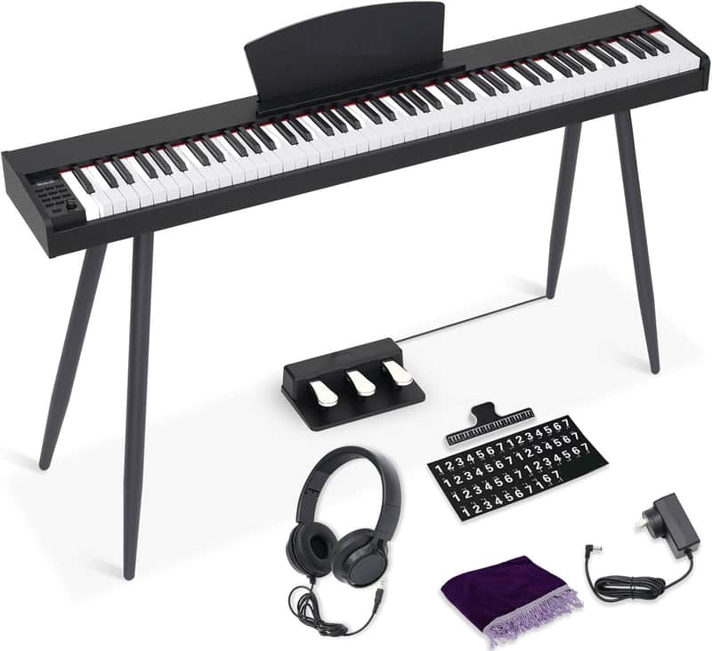 88 Key Digital Piano with Semi-Weighted Keys, Full Size Electric Keyboard for Beginners & Adults, Realistic Touch, Built-in Speakers, Sustain Pedal, Ideal for Home Practice & Learning, Black image 1