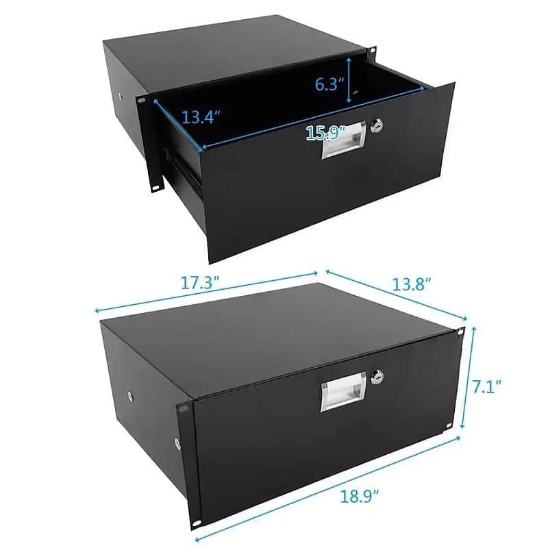 19 Inch Rack Mount 4U Locking Drawer Audio Dj Server Rack Storage Cabinet image 1