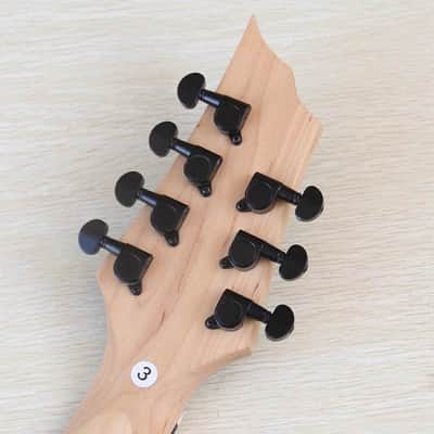Custom Left Handed 7 String Electric Guitar, Burl Wood Top Body, Maple Neck image 4