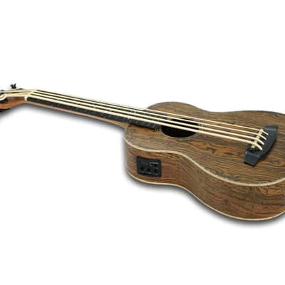 30" Fretless Electric Acoustic Ukulele Bass, Butterfly wood Body Built-In Tuner image 3