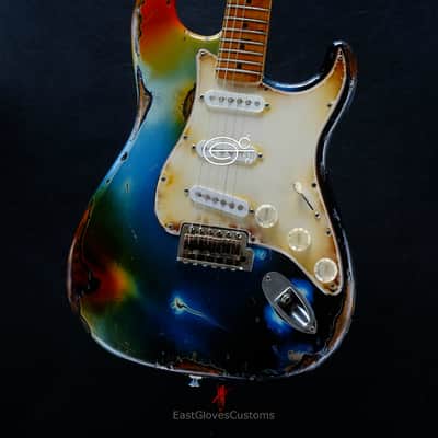 Fender Deluxe Stratocaster Galaxy Blue Aged Relic by East Gloves Customs (RARE) image 4