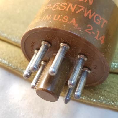 Raytheon Matched Pair (2) JAN-JRP-6SN7WGT tNOS AT1000 TESTED Vacuum Tubes military brown base dual triode 1956-1959 image 14