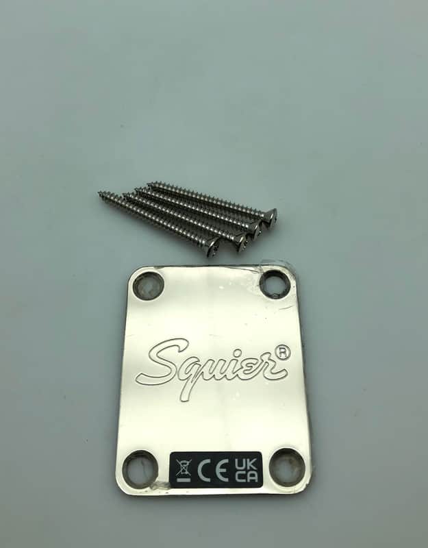 Fender Squier Neck Plate w/Hardware - Nickel image 1