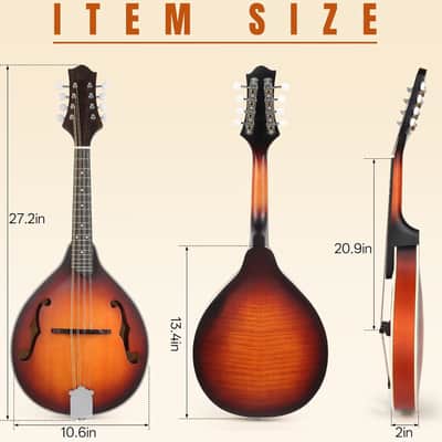 Mandolin Musical Instrument A Style, Acoustic Mandolins Instrument Kit 8 String for Professional Beginners Adults Teens Youth Kids (A Style Acoustic Brown Sunset, 8 String) image 2