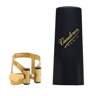 Vandoren LC56AP M/O Series Aged Gold Soprano Saxophone Ligature and Plastic Cap