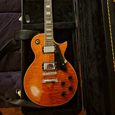 Oscar Schmidt OE20QTE By: Washburn Les Paul Style Electric Guitar With Strap & Hardshell Case image 1