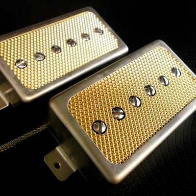 Q pickups Humbucker Sized P90s Set GOLD FOIL Raw cover PAF Fits Gibson Epi Greco Ibanez P90 Tone image 3