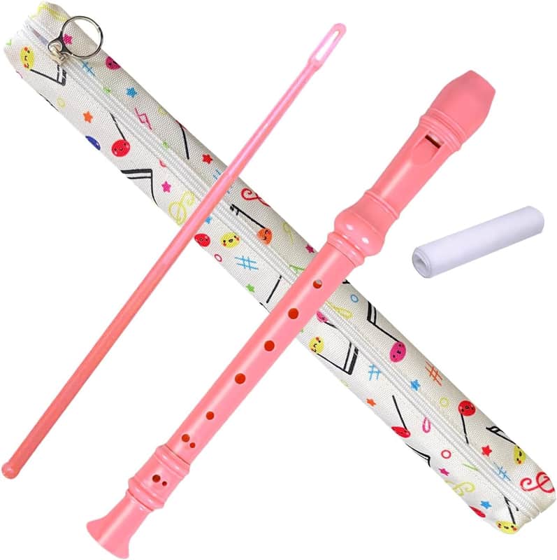 Soprano Recorder for Beginners,Music Flute with Gift Case Bag Cleaning Rod For Home Entertainment (Pink) image 1