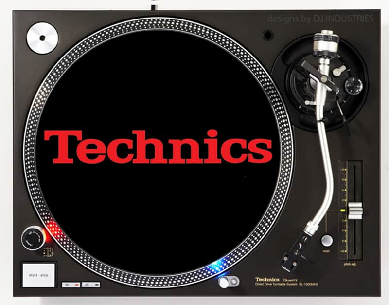 Technics Classic Red on Black - DJ slipmat for vinyl LP record player turntable image 1