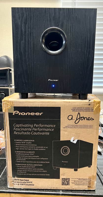 Pioneer SW-8 Andrew Jones 100W 8" Powered Subwoofer w/ Original Box; Tested image 1