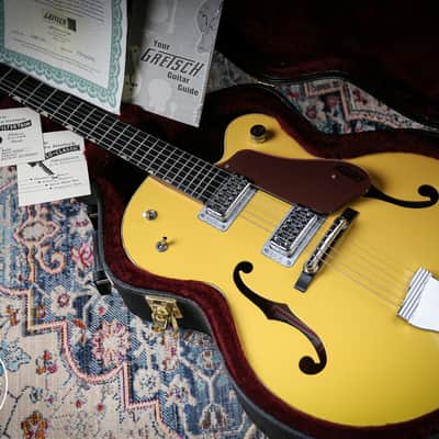 Gretsch G6118T 120th Anniversary Model Bamboo Yellow over Copper image 2