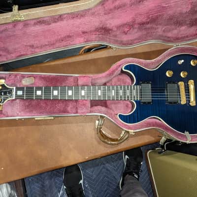 πΈ 2008 Gibson Longhorn Double Cut (GOTM β July 2008) β Trans Blue Burst β EMG 85/85 + L.R. Baggs image 1