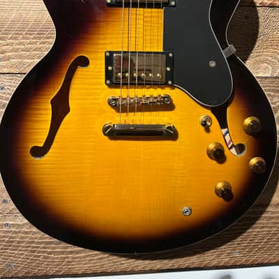 Epiphone DOT Deluxe 2006 Upgraded - Flame Maple Top Vintage Sunburst image 1