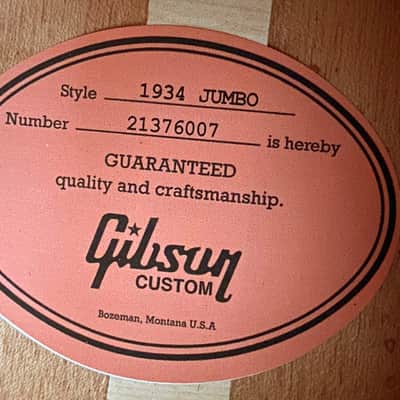 NEW! Gibson Acoustic 1934 Jumbo Acoustic Guitar - Vintage Sunburst VOS - Custom Shop - Authorized Dealer - 4.2lbs - G07202 image 4