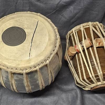 Vintage Indian Tabla Set hand drum percussion case damaged image 2