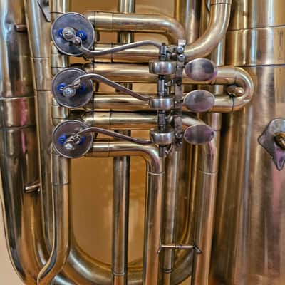 Tuba “Bb" Soviet 3 Valves Brass Pipe Wind Instrument Horn USSR Vintage and Rare image 2