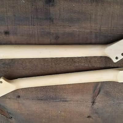 24 SHARK FIN BANANA NECK MAPLE GUITAR NECK WITH FLOYD ROSE NUT INSTALLED DIY NECK image 6