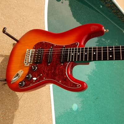 Partscaster Strat Moses Graphite Neck Fralins Cherry Sunburst Modulus image 4