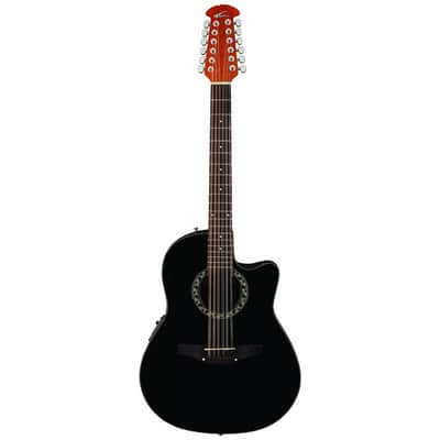 Ovation Applause AB2412-5S Mid Depth Acoustic Electric Guitar - Black Satin image 2