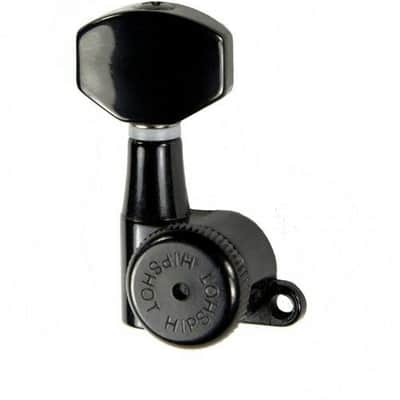 Hipshot 6K1EL0B-STAG Grip-Lock 6 Inline Staggered Closed LOCKING Tuners, BLACK
