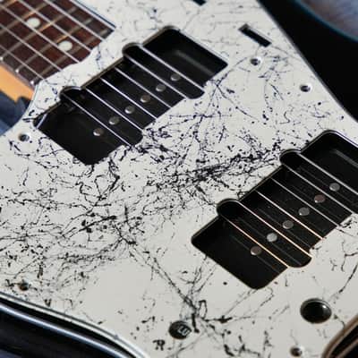 Pickguard Fender Jazzmaster Made in japan MIJ CIJ white marble offset Left hand Lefty mancino image 2
