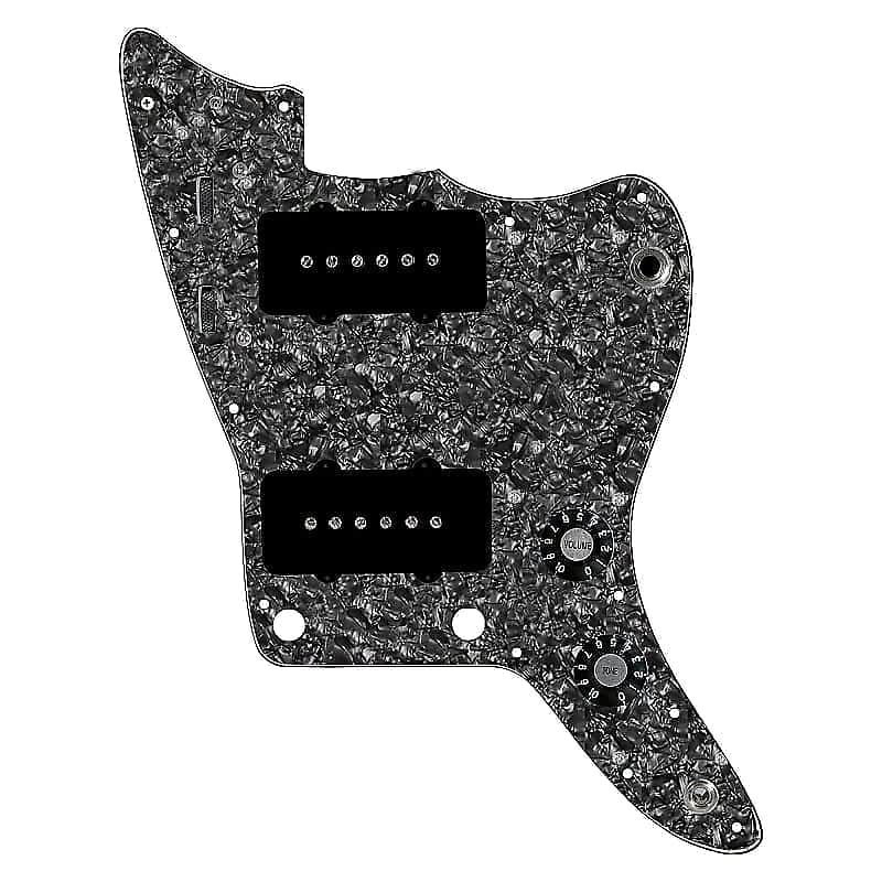 920D Custom Jazzmaster Guitar Loaded Pickgardguard w/ Hot Grit Pickups Black on Black Pearl image 1