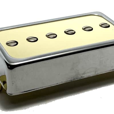 Dragonfire H90 BRIDGE Pickup ~ Humbucker Sized / Cased P90 Performance, Chrome Ring w/ Cream Inlay image 2