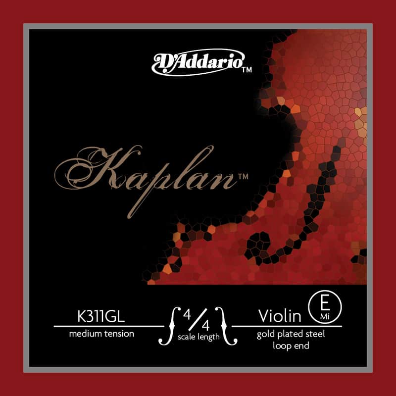 D'Addario K311GL 4/4M Kaplan Gold-Plated Loop End 4/4 Violin String - E Medium image 1