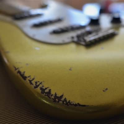American Fender Stratocaster Relic Custom Vintage Gold Chartreuse Sparkle Texas Specials image 23