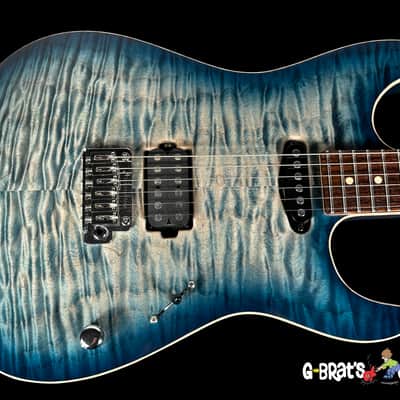 2015 Tom Anderson Drop Top Personalized Flame Top ~ Natural Arctic Blue Burst with Binding image 1