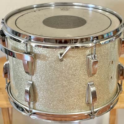 Vintage 1968 Ludwig 13" Tom Silver Sparkle white Interior for drum set kit 60s image 4