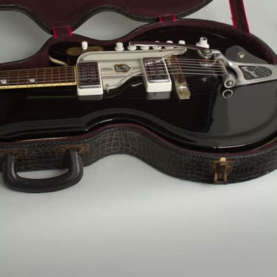 National  Val-Pro 88 Semi-Hollow Body Electric Guitar (1963), ser. #T-86077, original black alligator hard shell case. image 12