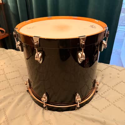 Ayotte Custom Piano black gloss wood hoop maple drum kit 22/12/14/16 image 17