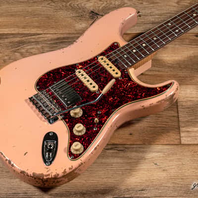 Shabat Lynx HSS Alder S-Style w/ Flame Roasted Maple & Rosewood – Shell Pink image 9