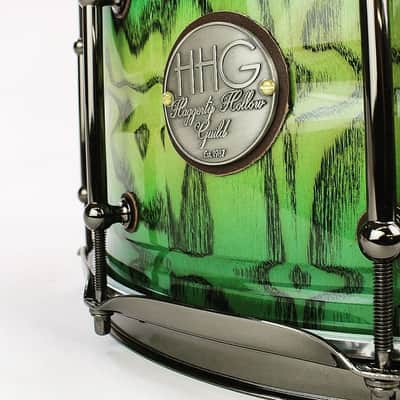 HHG Drums 14x7 Ash Stave Snare, Electric Green Burst image 5