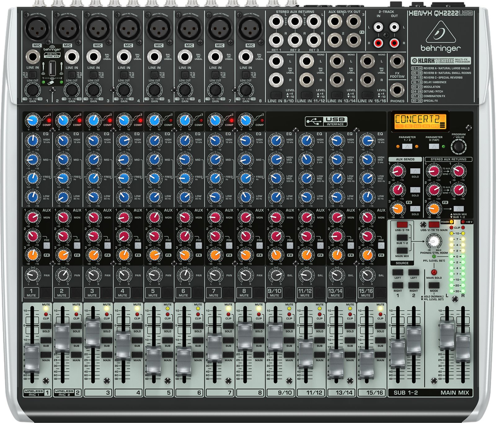 Behringer Xenyx QX2222USB Mixer with USB Interface and Effects