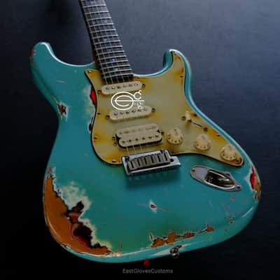 Fender Stratocaster American Deluxe Daphne Blue HSS Made in USA Relic Aged image 2