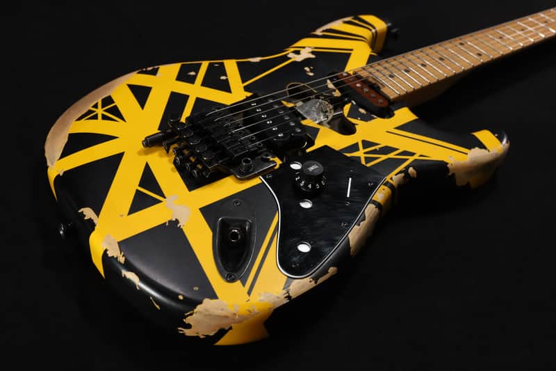 EVH Striped Series Frankenstein Frankie Electric Guitar - Black with Yellow Stripes, Relic 065 image 1