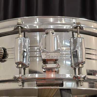Pearl Stewart Copeland Chrome over brass model B4214 10 lug snare drum 1970s - Chrome image 6