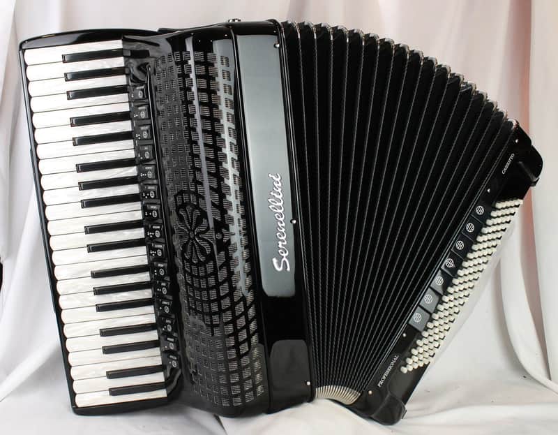 NEW Black Serenellini Professional 414 Cassotto Piano Accordion LMMH 41 120 image 1