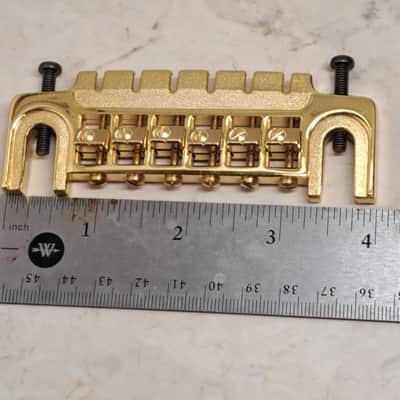 Ibanez Rare Vintage Short Stop Schaller Style Wraparound Guitar Bridge - Patent Pending Japan-70's - 90's - Gold Finish image 9