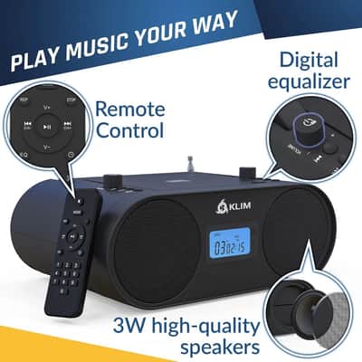 Portable CD Player Boombox with Bluetooth – AM/FM Radio, USB MP3, Rechargeable Battery & Remote image 5